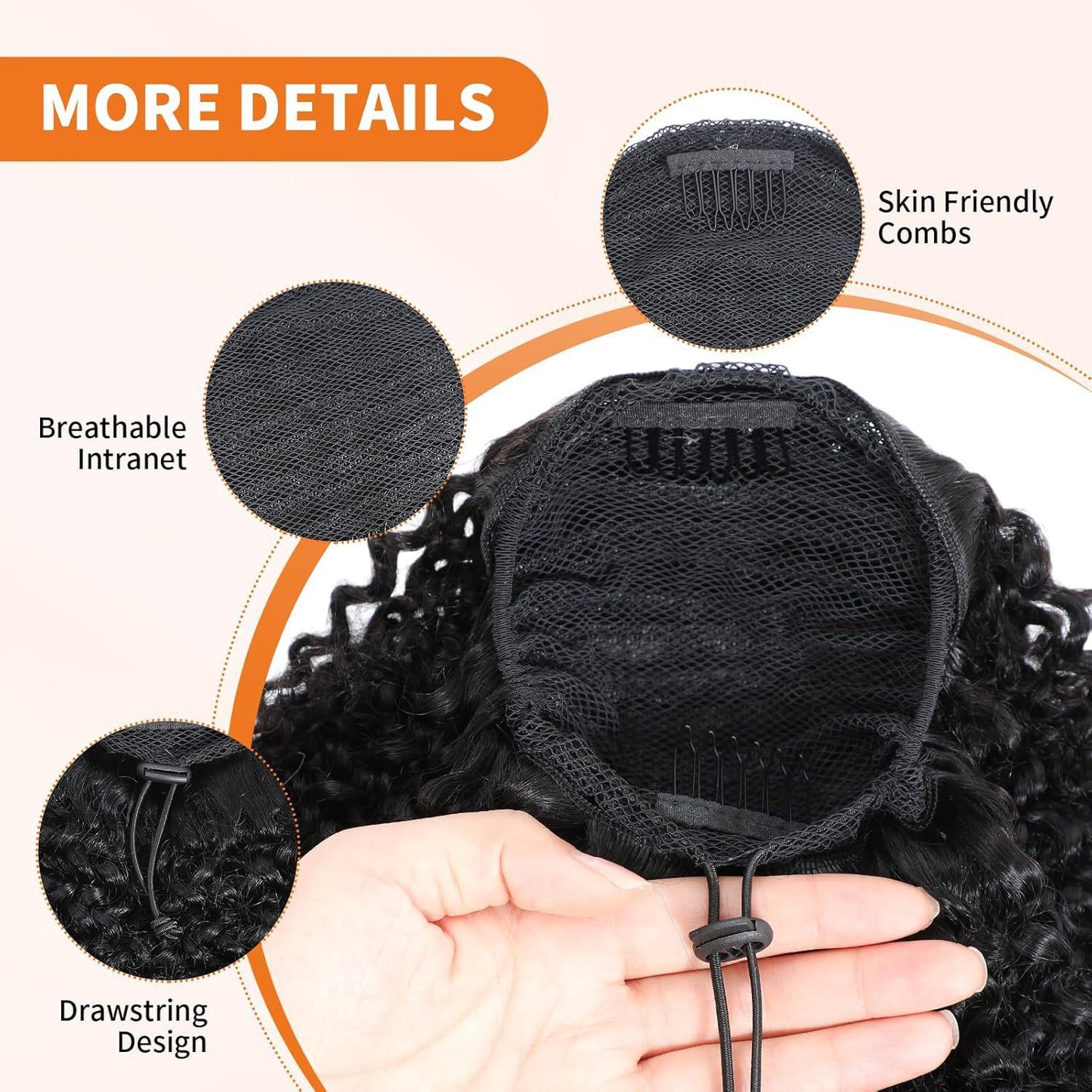 Drawstring Hair Bundle With African Black Hair Extensions