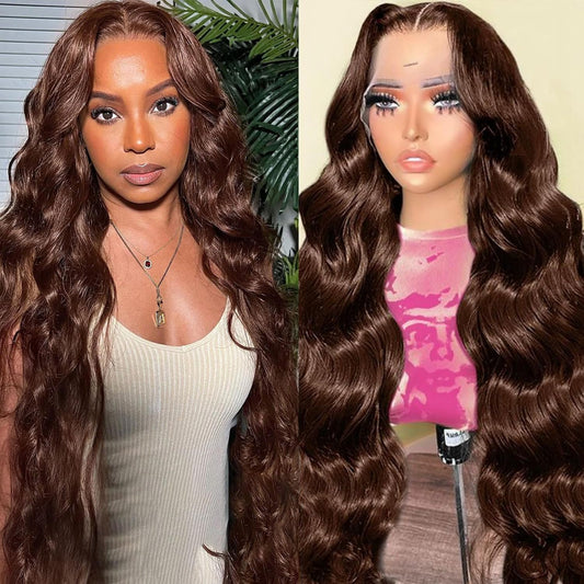 13x4 Lace Frontal Human Hair Wig Brown Body Wave Density